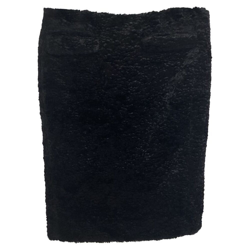Acne Studios Faux Fur Midi Pencil Skirt in Black Viscose